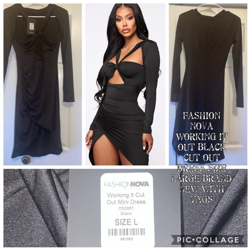Fashion nova working it out black cut out dress